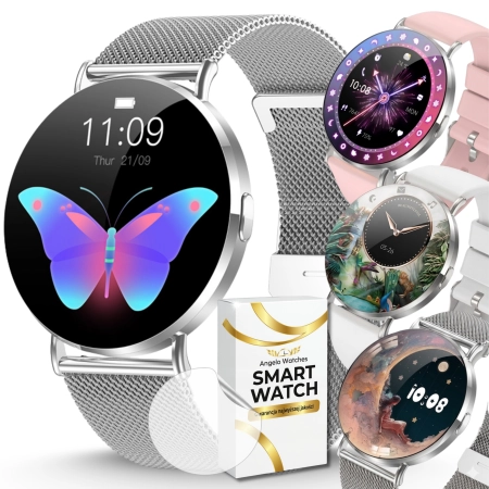 Smartwatch Damski Zegarek AMOLED Menu PL 3D Rozmowy Tlen Ciśnienie Kroki